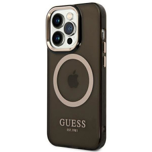 Оригинален полупрозрачен твърд гръб GUESS Gold Outline MagSafe GUHMP14XHTCMK - iPhone 14 Pro Max черен - Img 2