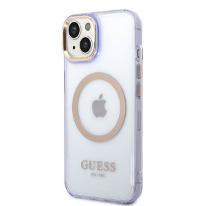 Оригинален полупрозрачен твърд гръб GUESS Gold Outline MagSafe GUHMP14SHTCMU - iPhone 14 лилав - Img 2