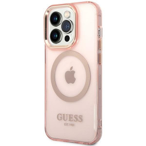 Оригинален полупрозрачен твърд гръб GUESS Gold Outline MagSafe GUHMP14XHTCMP - iPhone 14 Pro Max розов - Img 2