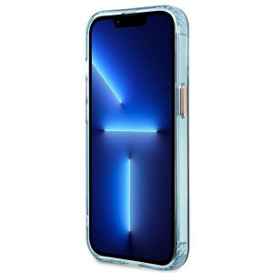Оригинален полупрозрачен твърд гръб GUESS Gold Outline MagSafe GUHMP13XHTCMB - iPhone 13 Pro Max син - Img 5