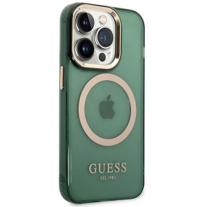 Оригинален полупрозрачен твърд гръб GUESS Gold Outline MagSafe GUHMP14XHTCMA - iPhone 14 Pro Max зелен - Img 4