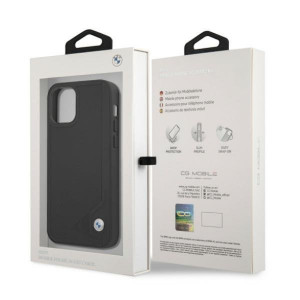 Оригинален твърд гръб от еко кожа BMW Leather Deboss BMHCP12MRCDPK - iPhone 12 / 12 Pro черен - Img 8