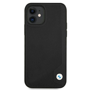 Оригинален твърд гръб от еко кожа BMW Leather Deboss BMHCP12SRCDPK - iPhone 12 mini черен - Img 3