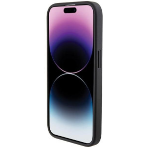 Оригинален твърд гръб от еко кожа BMW Leather Textured & Stripe - iPhone 15 Pro черен - Img 5