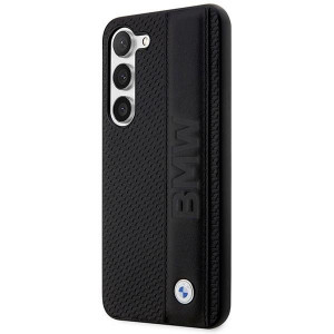 Оригинален твърд гръб от еко кожа BMW Leather Textured & Stripe BMHCS23M22RDPK - Samsung Galaxy S23+ черен - Img 2