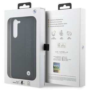 Оригинален твърд гръб от еко кожа BMW Leather Textured & Stripe BMHCS23M22RDPK - Samsung Galaxy S23+ черен - Img 8