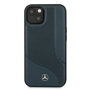 Оригинален твърд гръб с естествена кожа MERCEDES Leather Perforated Area MEHCP13SCDONA - iPhone 13 mini тъмносин - Img 3