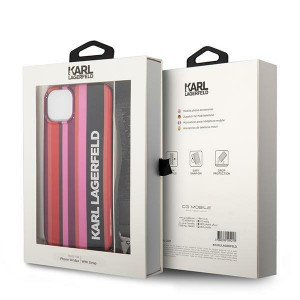 Оригинален твърд гръб с презрамка KARL LAGERFELD Color Stripes Strap KLHCP14SSTSTP - iPhone 14 розов - Img 7