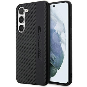 Оригинален твърд гръб AMG Carbon Stripe & Embossed AMHCS23SBLSCA - Samsung Galaxy S23 черен - Img 1