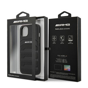 Оригинален твърд гръб AMG Leather Debossed Lines AMHCP14MGSEBK - iPhone 14 Plus черен - Img 8