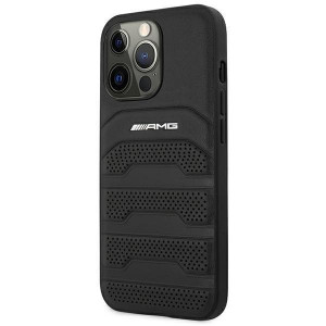 Оригинален твърд гръб AMG Leather Debossed Lines AMHCP14XGSEBK - iPhone 14 Pro Max черен - Img 2