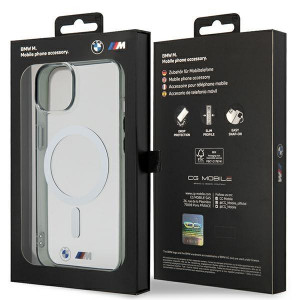 Оригинален твърд гръб BMW Silver Ring MagSafe BMHMP14SHCRS - iPhone 14 прозрачен - Img 8