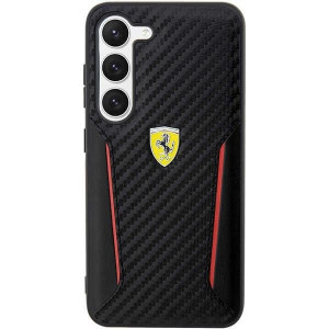 Оригинален твърд гръб FERRARI Carbon Contrast Edges FEHCS23MNPYK - Samsung Galaxy S23+ черен - Img 3