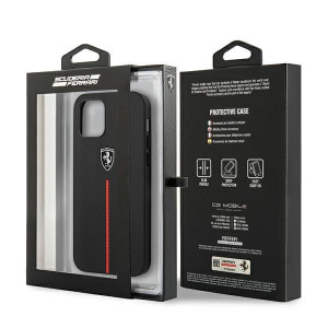 Оригинален твърд гръб FERRARI Off Track Leather Nylon Stripe FEOMSHCP12LBK - iPhone 12 Pro Max черен - Img 8