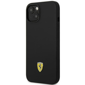 Оригинален твърд гръб FERRARI Silicone Metal Logo FEHCP14SSIBBK - iPhone 14 черен - Img 2