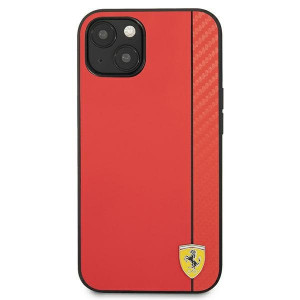Оригинален твърд гръб FERRARI Track Carbon Stripe FESAXHCP13SRE - iPhone 13 mini червен - Img 3