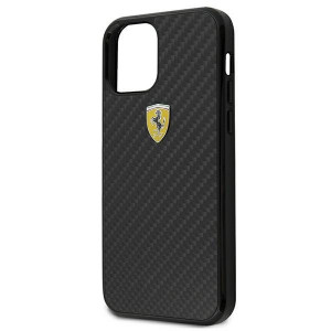 Оригинален твърд гръб FERRARI Track Real Carbon FERCAHCP12SBK - iPhone 12 mini черен - Img 5