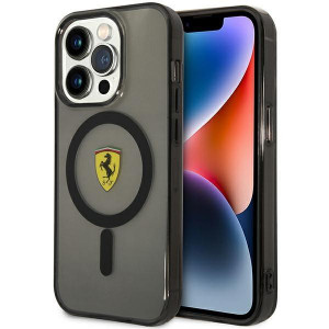 Оригинален твърд гръб FERRARI Translucent MagSafe FEHMP14LUKK - iPhone 14 Pro черен полупрозрачен - Img 1