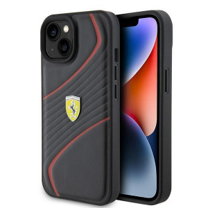 Оригинален твърд гръб FERRARI Twist Metal Logo FEHCP15SPTWK - iPhone 15 черен - Img 1