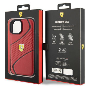 Оригинален твърд гръб FERRARI Twist Metal Logo - iPhone 15 червен - Img 8