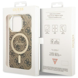 Оригинален твърд гръб GUESS 4G MagSafe GUHMP14LH4STW - iPhone 14 Pro кафяв - Img 7