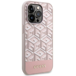 Оригинален твърд гръб GUESS GCube Stripes MagSafe GUHMP14LHGCFSEP - iPhone 14 Pro розов - Img 4