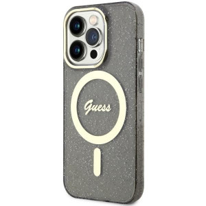 Оригинален твърд гръб GUESS Glitter Gold MagSafe GUHMP14XHCMCGK - iPhone 14 Pro Max черен - Img 2