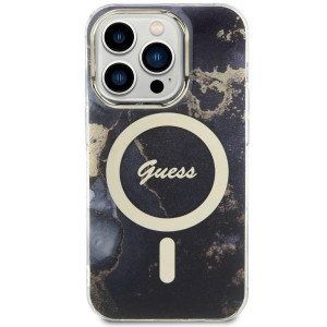 Оригинален твърд гръб GUESS Golden Marble MagSafe GUHMP14LHTMRSK - iPhone 14 Pro черен - Img 3