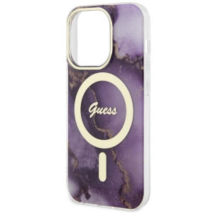 Оригинален твърд гръб GUESS Golden Marble MagSafe GUHMP14LHTMRSU - iPhone 14 Pro лилав - Img 6