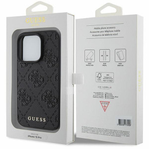 Оригинален твърд гръб GUESS Leather 4G Stamped - iPhone 15 Pro черен - Img 8