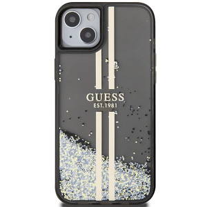 Оригинален твърд гръб GUESS Liquid Glitter Gold Stripes - iPhone 15 Plus / 14 Plus черен - Img 3