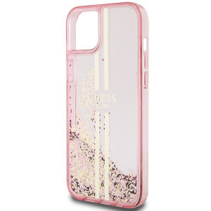 Оригинален твърд гръб GUESS Liquid Glitter Gold Stripes - iPhone 15 Plus / 14 Plus розов - Img 6