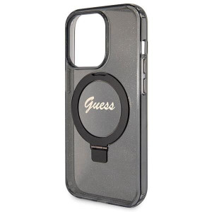 Оригинален твърд гръб GUESS Ring Stand Script Glitter MagSafe - iPhone 14 Pro Max черен - Img 6