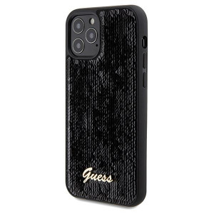 Оригинален твърд гръб GUESS Sequin Script Metal - iPhone 12 / 12 pro черен - Img 2