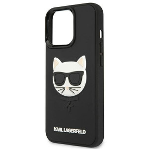 Оригинален твърд гръб KARL LAGERFELD 3D Rubber Choupette KLHCP13LCH3DBK - iPhone 13 Pro черен - Img 6