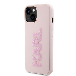 Оригинален твърд гръб KARL LAGERFELD 3D Rubber Glitter Logo - iPhone 15 розов - Img 2