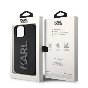 Оригинален твърд гръб KARL LAGERFELD 3D Rubber Glitter Logo - iPhone 15 черен - Img 8