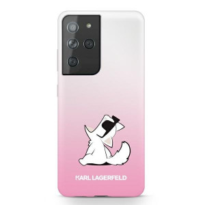 Оригинален твърд гръб KARL LAGERFELD Choupette Fun KLHCS21LCFNRCPI - Samsung Galaxy S21 Ultra 5G розов