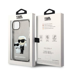 Оригинален твърд гръб KARL LAGERFELD Gliter Karl & Choupette KLHCP14SHNKCTGK - iPhone 14 черен - Img 8