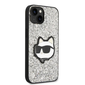 Оригинален твърд гръб KARL LAGERFELD Glitter Choupette Patch KLHCP14MG2CPS - iPhone 14 Plus сребрист - Img 4