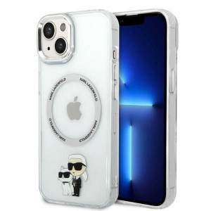 Оригинален твърд гръб KARL LAGERFELD Ikonik Karl & Choupette MagSafe KLHMP14MHNKCIT - iPhone 14 Plus прозрачен - Img 1