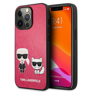 Оригинален твърд гръб KARL LAGERFELD Ikonik Karl & Choupette KLHCP13LPCUSKCP - iPhone 13 Pro циклама - Img 1