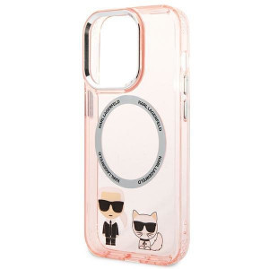 Оригинален твърд гръб KARL LAGERFELD Karl & Choupette Aluminum MagSafe KLHMP14XHKCP - iPhone 14 Pro Max розов - Img 6