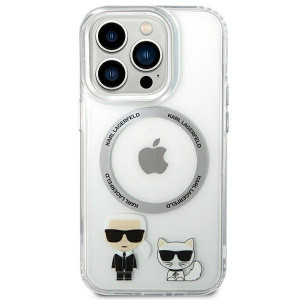 Оригинален твърд гръб KARL LAGERFELD Karl & Choupette Aluminum KLHMP14LHKCT MagSafe - iPhone 14 Pro прозрачен - Img 3