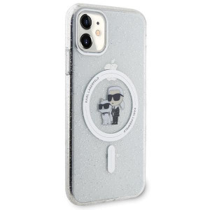 Оригинален твърд гръб KARL LAGERFELD Karl & Choupette Glitter MagSafe KLHMN61HGKCNOT - iPhone 11 прозрачен - Img 4