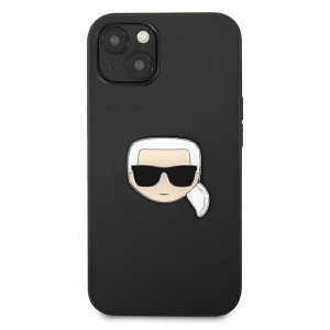 Оригинален твърд гръб KARL LAGERFELD Leather Ikonik Karl's Head Metal KLHCP13SPKMK - iPhone 13 mini черен - Img 3