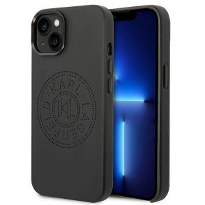 Оригинален твърд гръб KARL LAGERFELD Leather Perforated Logo KLHCP14MFWHK - iPhone 14 Plus черен - Img 1