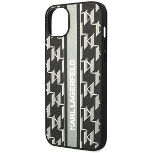 Оригинален твърд гръб KARL LAGERFELD Monogram Stripe KLHCP14MPGKLSKG - iPhone 14 Plus сив - Img 6