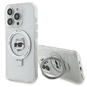 Оригинален твърд гръб KARL LAGERFELD Ring Stand Choupette Head MagSafe KLHMP15XHMRSCHH - iPhone 15 Pro Max бял - Img 1