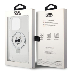Оригинален твърд гръб KARL LAGERFELD Ring Stand Choupette Head MagSafe KLHMP15XHMRSCHH - iPhone 15 Pro Max бял - Img 8